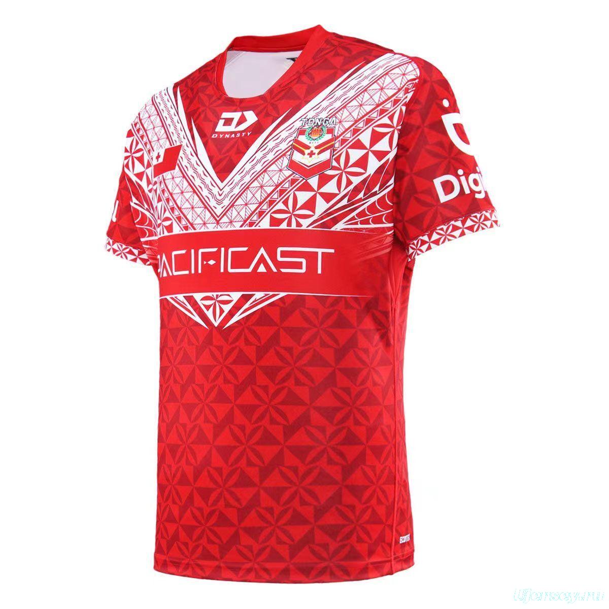 2026 Tonga Rugby League Red with Traditional Polynesian Geometric Pattern Jersey