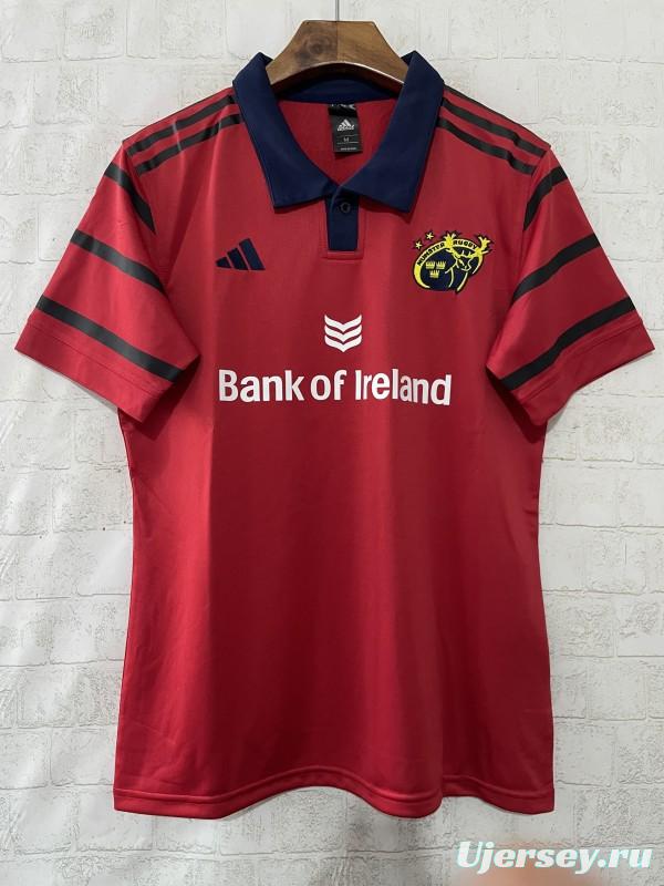 25/26 Munster Rugby Red with Navy and Grey Stripes Jersey
