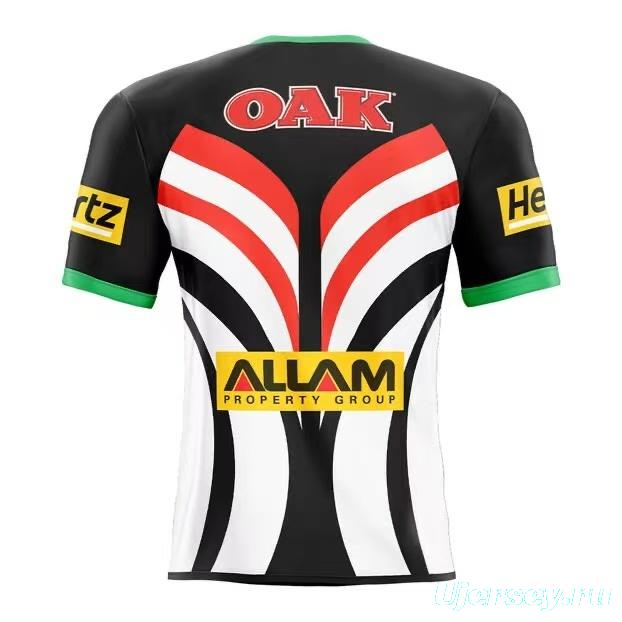 25/26 South Sydney Rabbitohs White with Red, Green and Black Abstract Stripes Jersey
