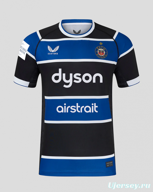 25/26 Bath Rugby Blue with Black and White Hooped Jersey