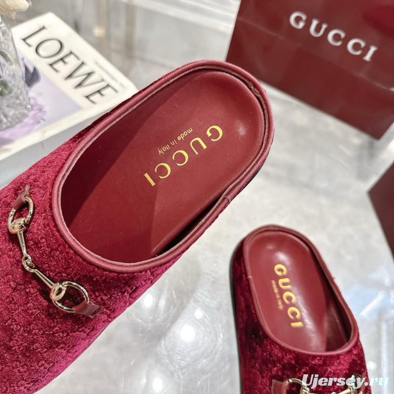 Gucci Women's Mule Shoes Velvet with Horsebit Detail - LY00240