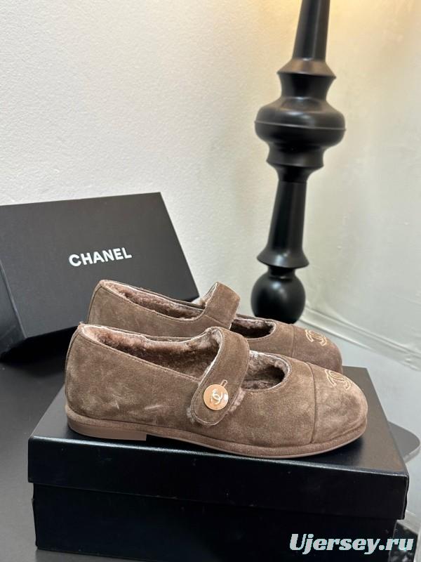 Chanel 2025/SS Autumn Winter New French Mary Jane Shoes Fur Shoes - KFY00300