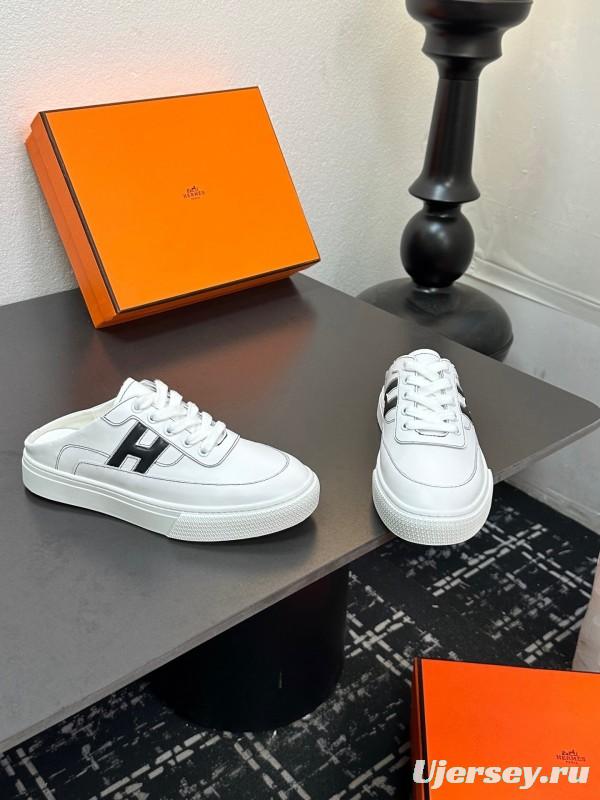 Hermès Deep Series Couple White Sneakers Casual Skate Shoes - AS00320