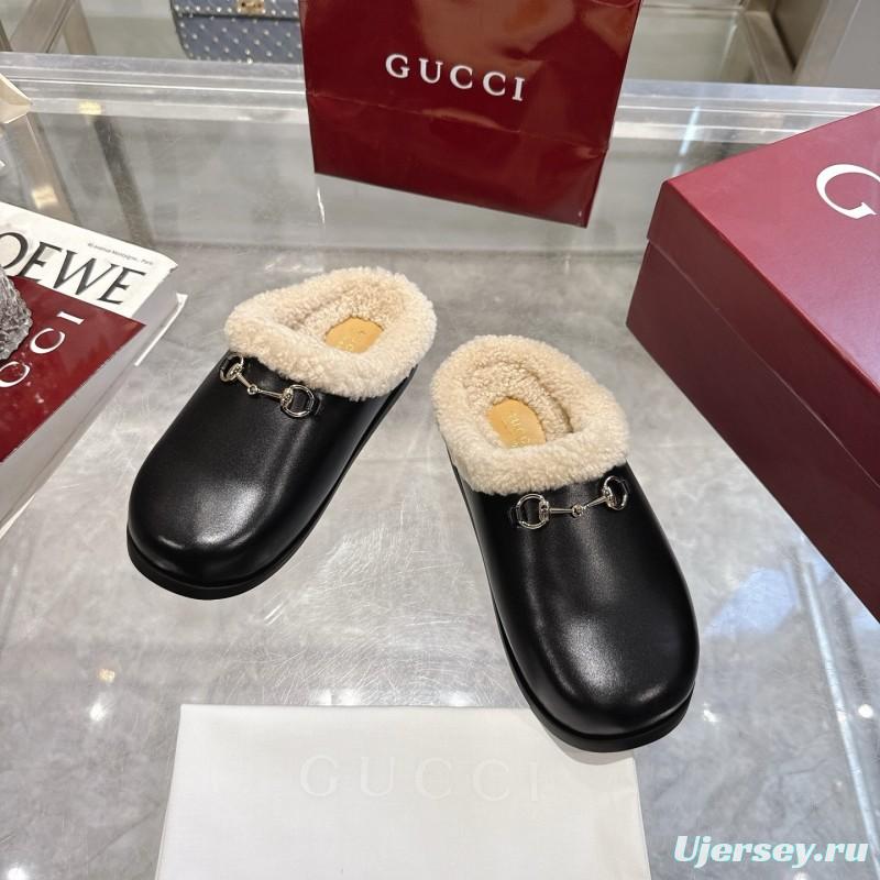 Gucci 2025 SS Autumn Winter New Suede Leather Horsebit Detail Women's Wool Loafers - LY00260