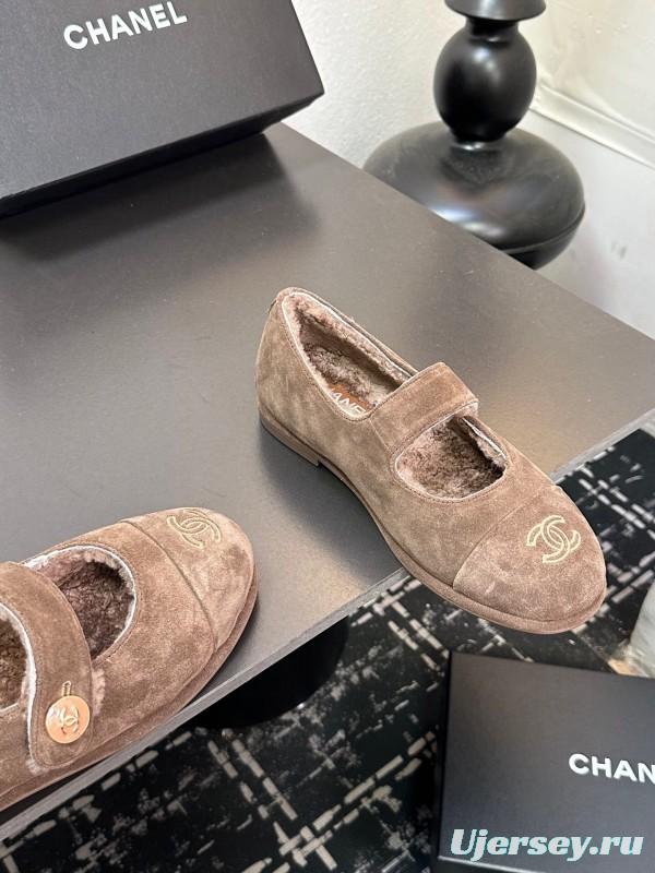 Chanel 2025/SS Autumn Winter New French Mary Jane Shoes Fur Shoes - KFY00300