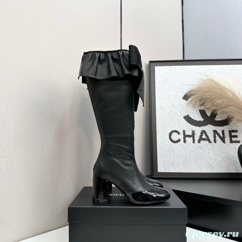 Chanel 2025 SS Bow Detail Block Heel Boots - L Y00600
