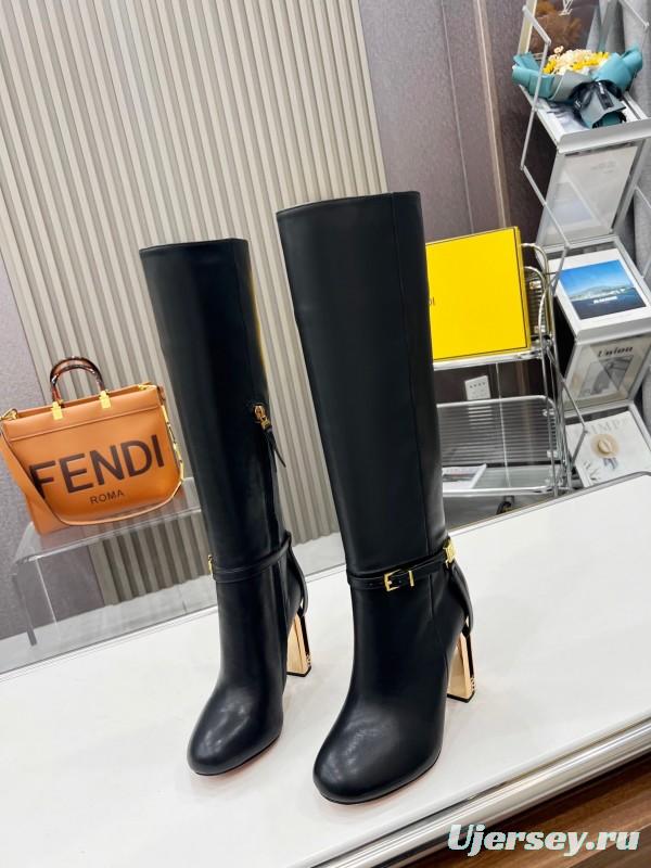 FENDI Delfina Round Toe Boots with FF Buckle - LY00520