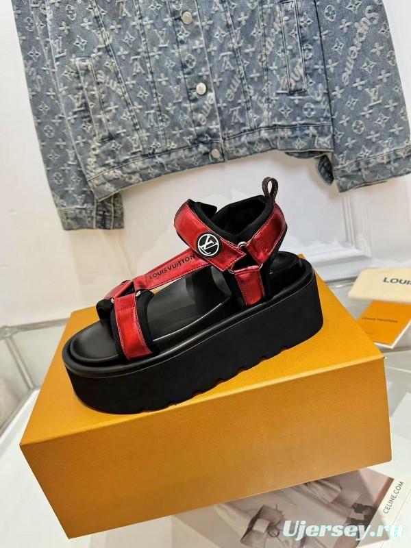 LV 2025/SS Latest High-End Fashion Versatile Sandals with Thick Sole Heightening and Slimming Effect - LY00