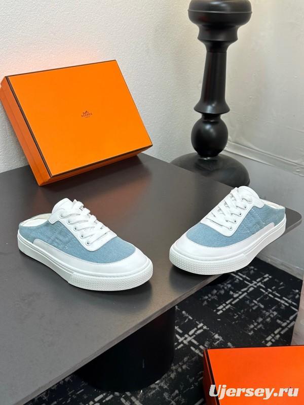 Hermès Deep Series Couple's White Sneakers Casual Skate Shoes - AS00320