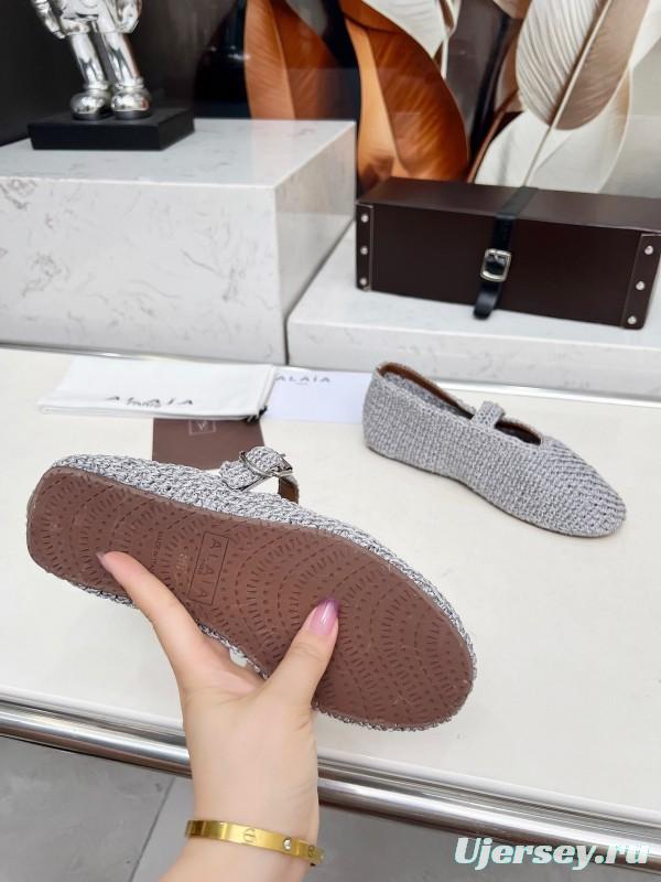 Alaia 2025/SS Knit Ballet Dance Shoes with Inner Cushioning and 0.8CM Height Increase - LY00310