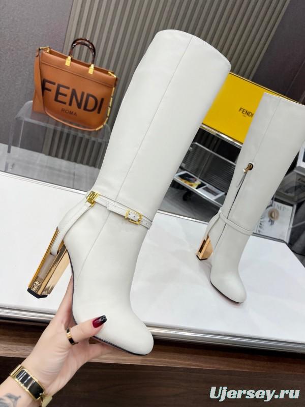 FENDI Delfina Round Toe Boots with FF Buckle - LY00520
