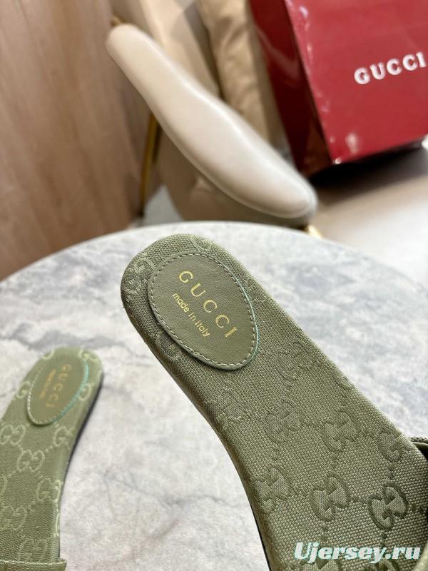 Gucci 2025/SS Leather Mule Sandals with Light Gold Horsebit Detail - LY00280