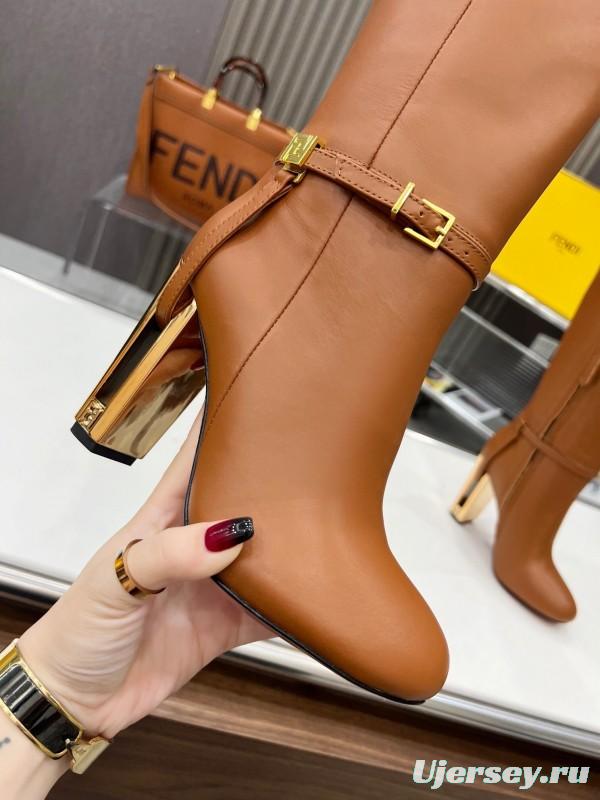 FENDI Delfina Round Toe Boots with FF Buckle - LY00520