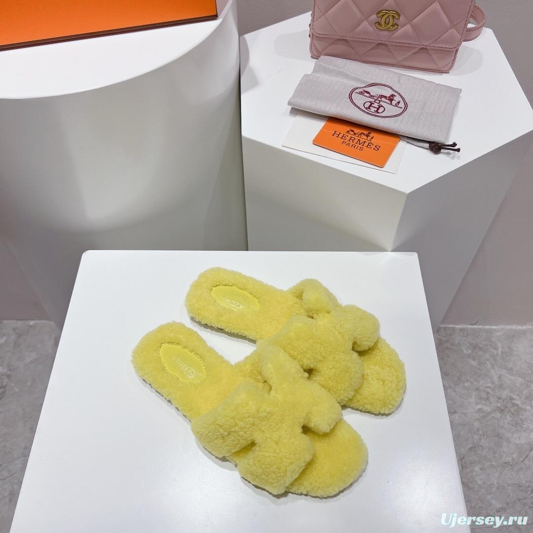 H Teddy Wool H Slippers Flat Sole Winter Edition - LY00240