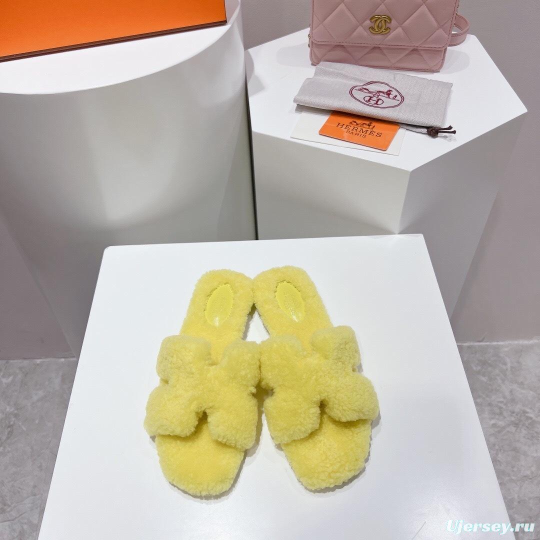 H Teddy Wool H Slippers Flat Sole Winter Edition - LY00240