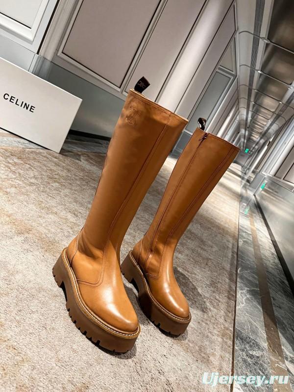 Celine 2025/ss Fall Winter Triomphe Side Zip Knee High Boots - L Y00420
