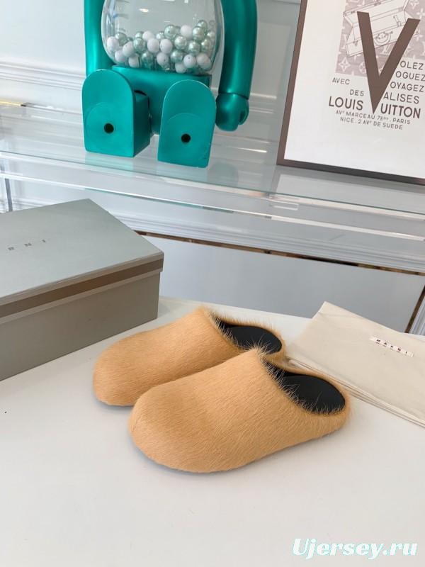 Marni 2025/SS Mule Shoes with Pony Hair Design - LY00
