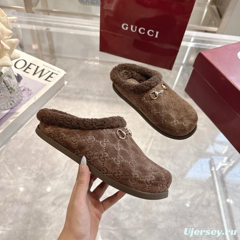 Gucci 2025 SS Autumn Winter New Suede Leather Horsebit Detail Women Wool Loafers - LY00260