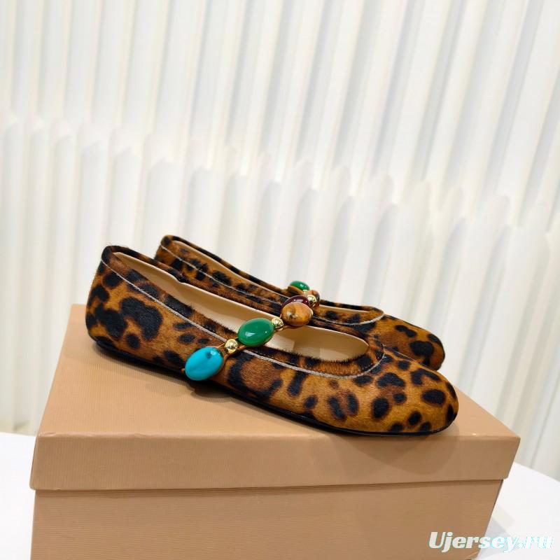 Gianvito Rossi Bohemian Style Turquoise Flat Ballet Shoes - LY00320