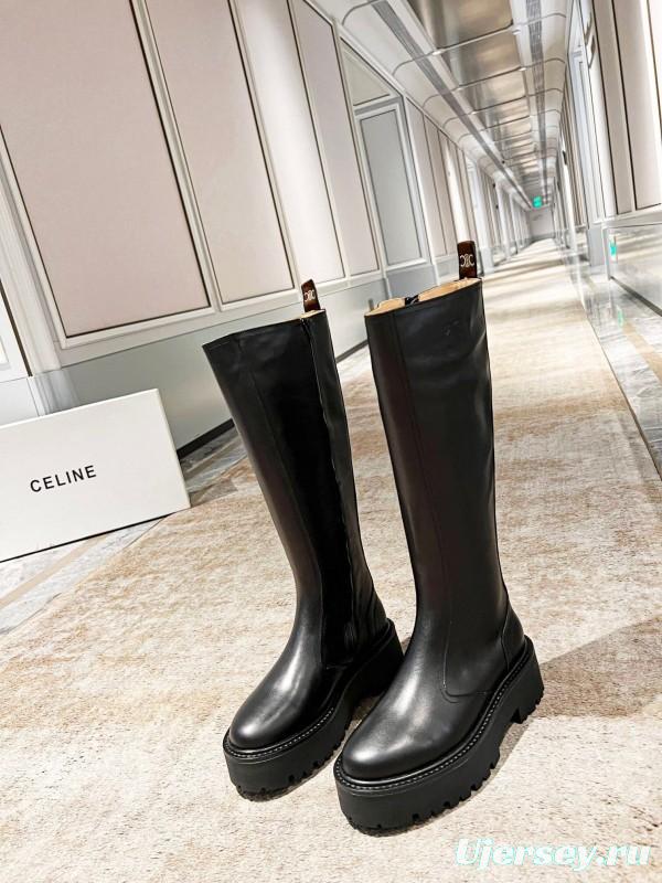 Celine 2025/ss Triomphe Side Zipper Knee High Boots - L Y00420