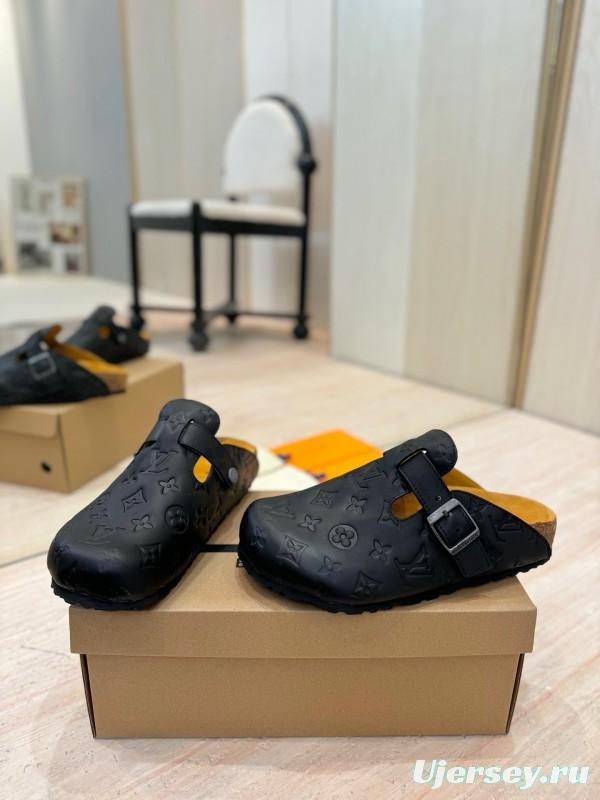 Louis Vuitton Louis Vuitton × BIRKENSTOCK Collaboration Boston Closed-Toe Soft Sole Mule Slippers - KFY00300