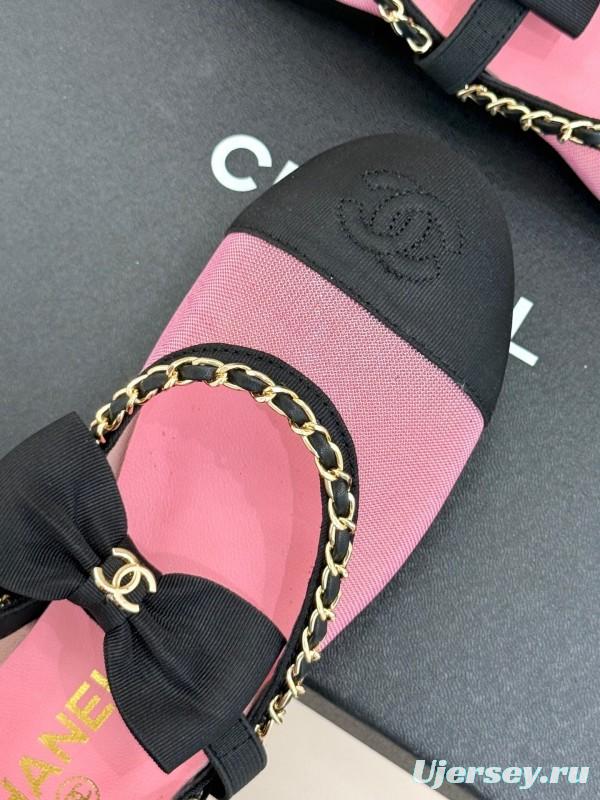 Chanel 2025 SS Hollow Chain Bow Mary Jane Shoes - KFY00290/KFY00300