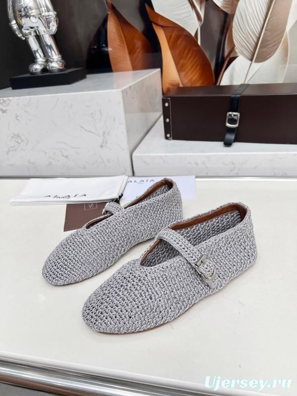Alaia 2025/SS Knit Ballet Dance Shoes with Inner Cushioning and 0.8CM Height Increase - LY00310