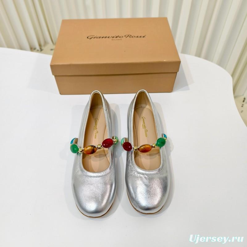 Gianvito Rossi Bohemian Style Turquoise Flat Ballet Shoes - LY00320