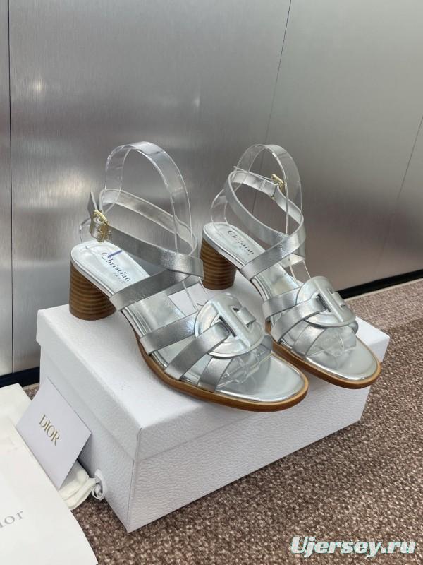 Dior D-Club Jelly Color Hollow Layered Cross Strap Mid Heel Women Shoes - KFY00290