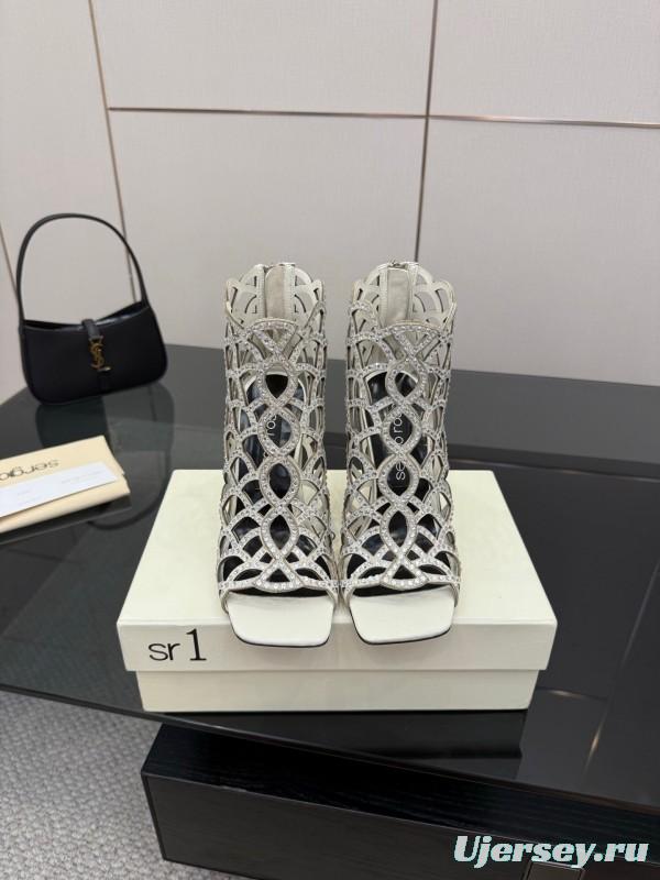 Sergio Rossi Mermaid Sandals 2025 SS Collection Elegant Fishnet High Heels - KFY00470