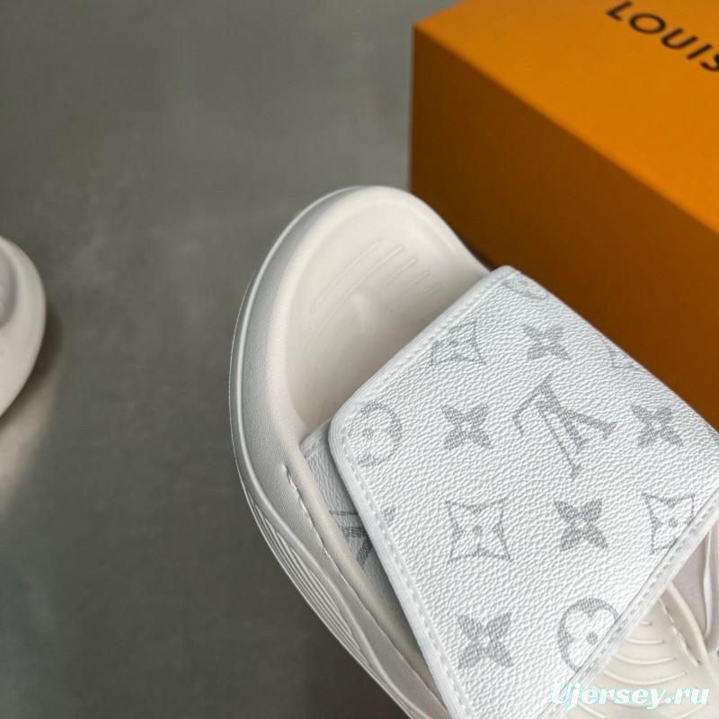 Louis Vuitton Miami Mule Slippers with Hook and Loop Closure - YC