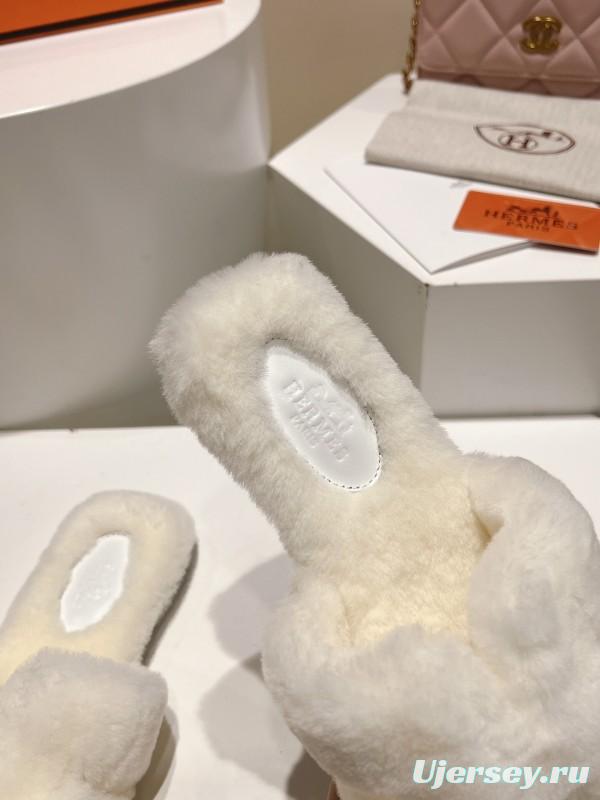 Hermès 2025 SS Love Fur Slippers Flat Sole Autumn Winter Collection - LY00240