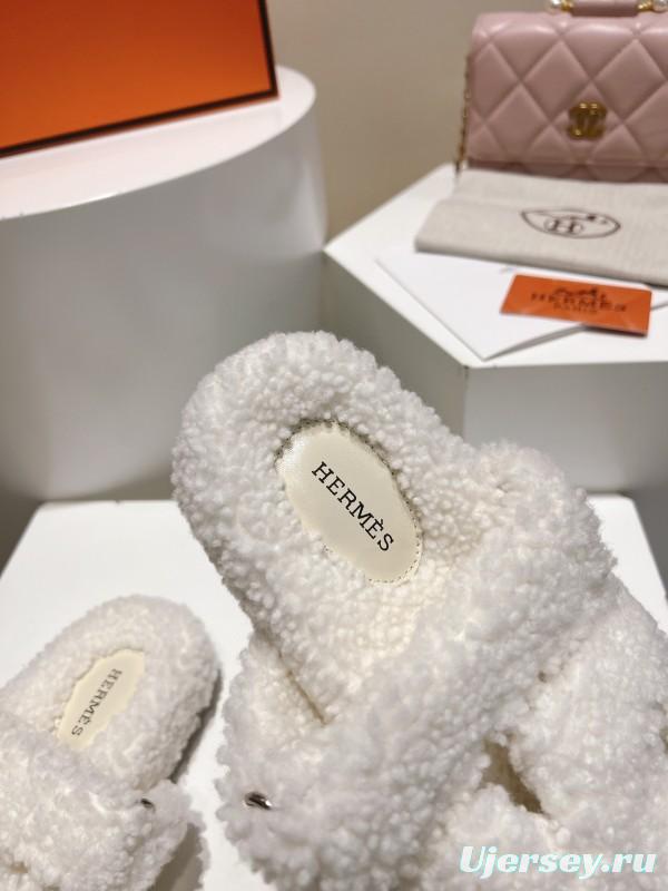 H Love Second Uncle Full Fur Slides Grain Fur Style - LY00300