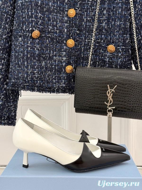 PRADA 2025/SS Catwalk Pointed Toe Kitten Heel Single Shoes - KFY00310