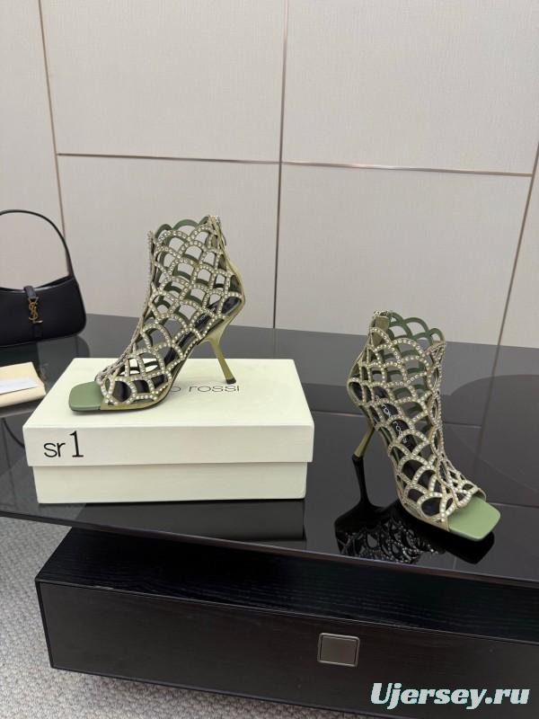 Sergio Rossi Mermaid Sandals 2025 SS Collection Elegant Fishnet High Heels - KFY00470