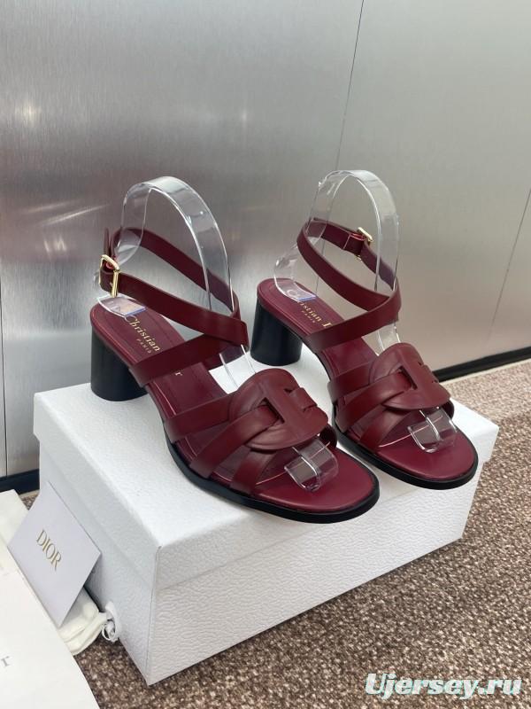 Dior D-Club Jelly Color Hollow Layered Cross Strap Mid Heel Women Shoes - KFY00290