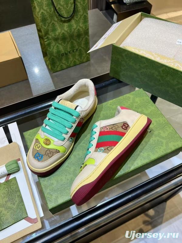 Gucci Distressed Sneakers 2025 SS Retro Design with Metal GG Logo - AS00270