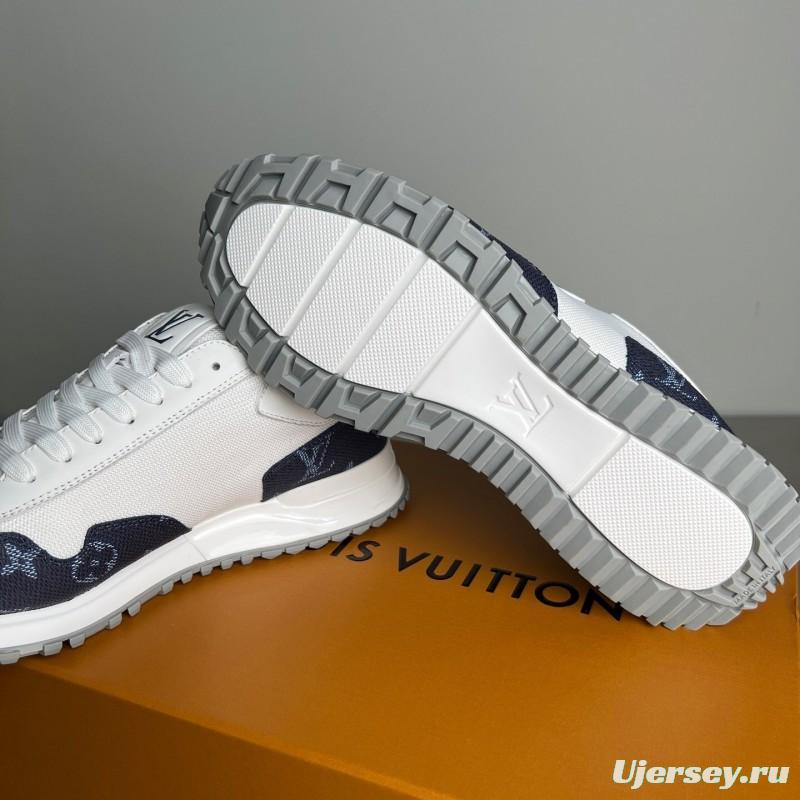 Lv Run Away Leather Round Toe Lace-Up Low Top Casual Shoes Men's - YC