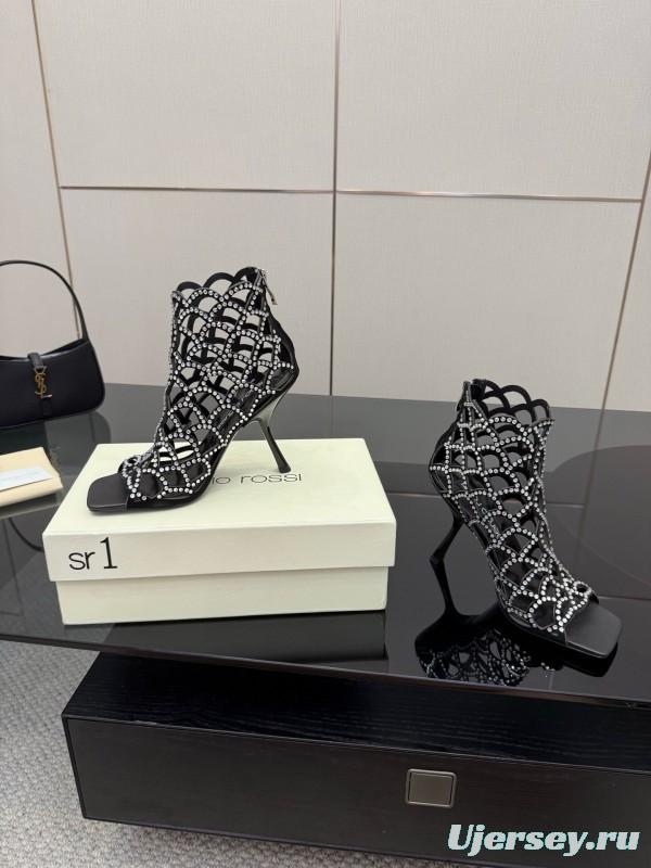 Sergio Rossi Mermaid Sandals 2025 SS Collection Fishnet High Heels - KFY00470