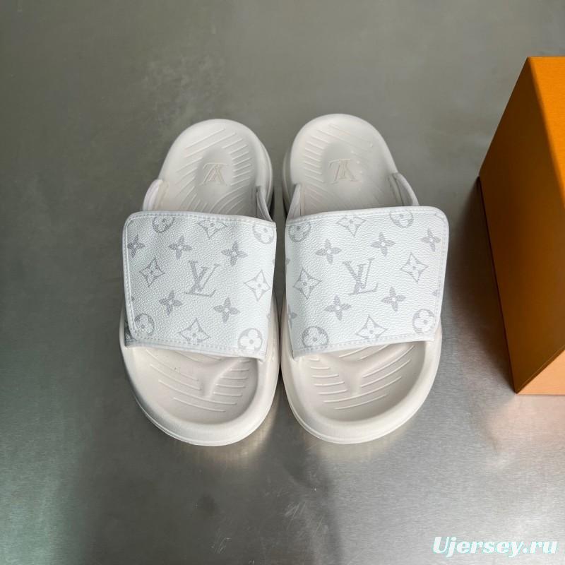 Louis Vuitton Miami Mule Slippers with Hook and Loop Closure - YC