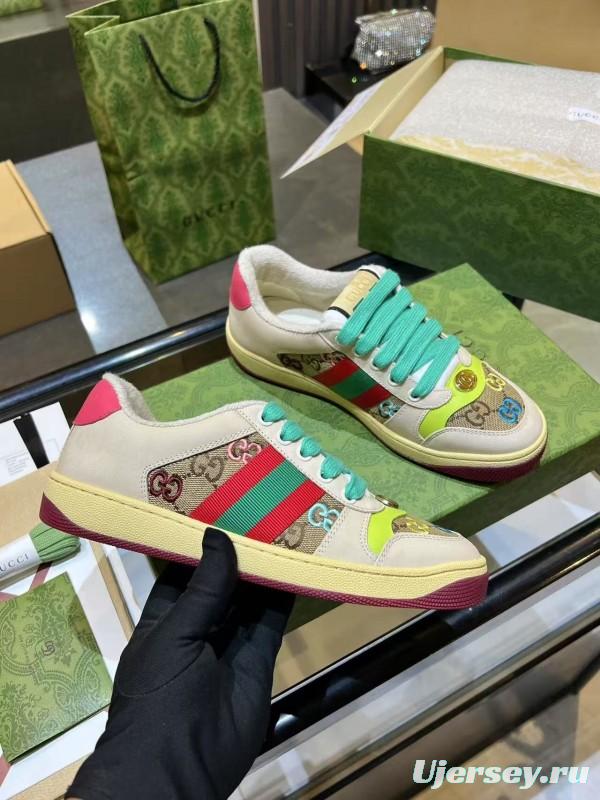Gucci Distressed Sneakers 2025 SS Retro Design with Metal GG Logo - AS00270