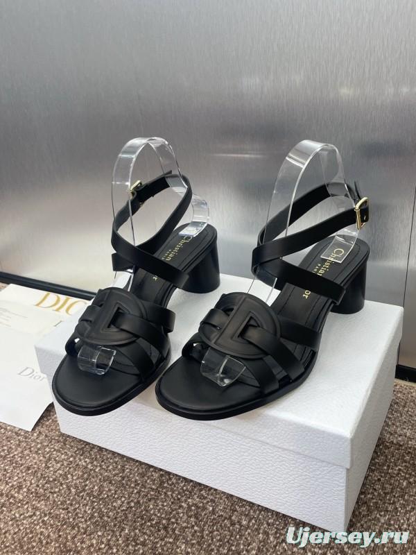 Dior D-Club Jelly Color Hollow Layered Cross Strap Mid Heel Women Shoes - KFY00290