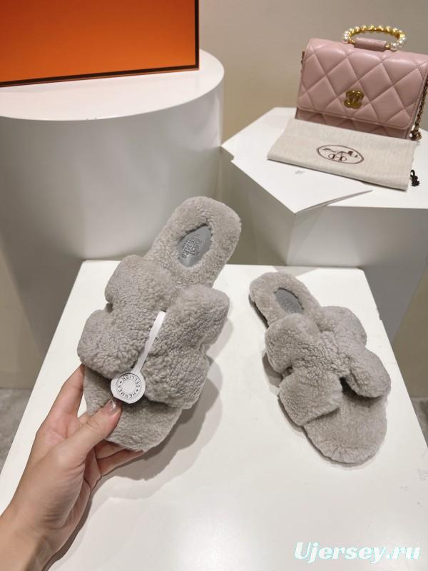 Hermès Teddy Wool Flat Slippers - LY00240