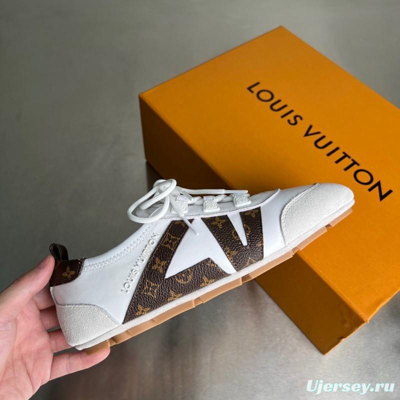 Lv Sneakerina 2025 SS Ballet Round Toe Lace-Up Low Top Lifestyle Casual Shoes - YC