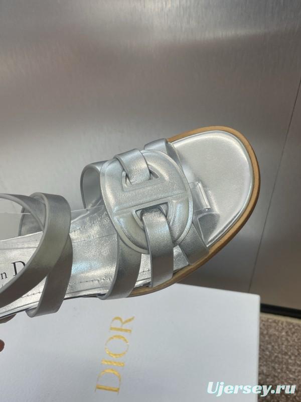 Dior D-Club Jelly Color Hollow Layered Cross Strap Mid Heel Women Shoes - KFY00290