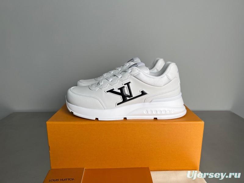 Lv Classic Leather Round Toe Lace-Up Low Top Casual Shoes - YC
