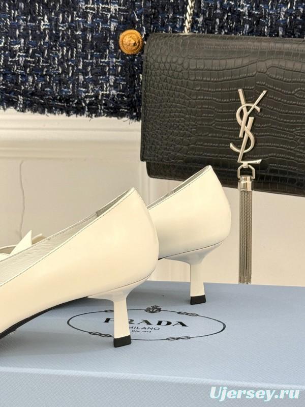 PRADA 2025/SS Catwalk Pointed Toe Kitten Heel Single Shoes - KFY00310