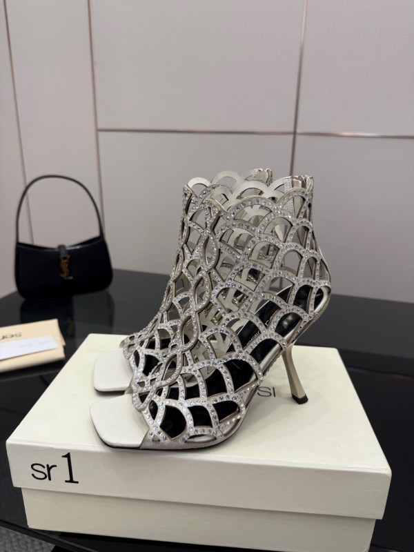 Sergio Rossi Mermaid Sandals 2025 SS Collection Elegant Fishnet High Heels - KFY00470
