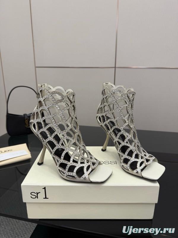 Sergio Rossi Mermaid Sandals 2025 SS Collection Elegant Fishnet High Heels - KFY00470