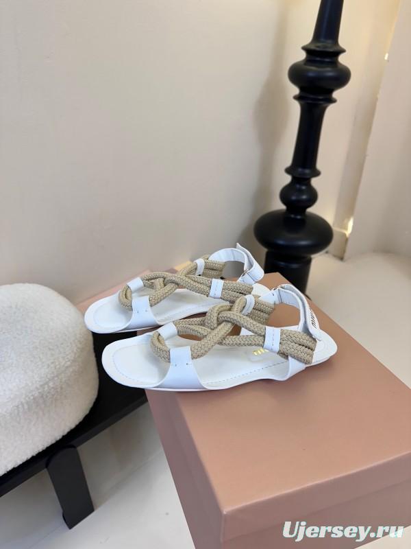 Miu 2025 SS Fashion Week Rope Woven Sandals - KFY00330